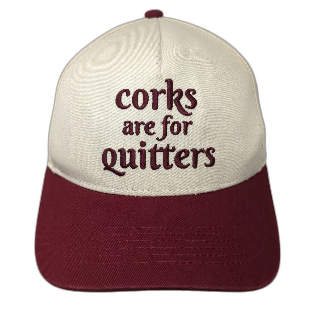 Wine Girl 5 Panel Hat White Red Corks Are For Quitters Wine Glass One Size